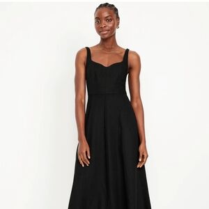 Old Navy linen sleeveless midi dress with rouched back